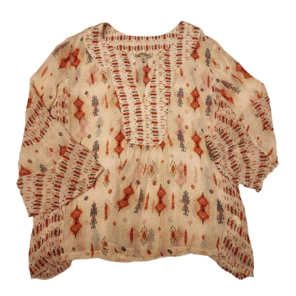 Lucky Brand Semi Sheer Western Blouse Size L - Picture 6 of 14